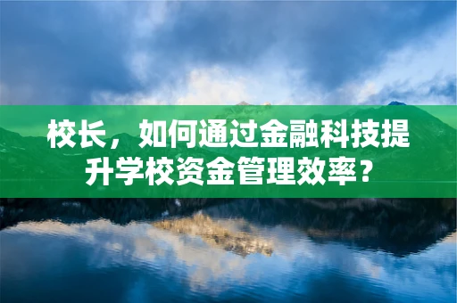 校长，如何通过金融科技提升学校资金管理效率？