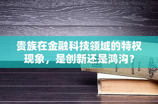 贵族在金融科技领域的特权现象，是创新还是鸿沟？