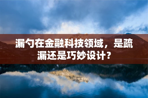 漏勺在金融科技领域，是疏漏还是巧妙设计？