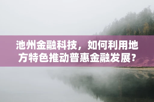 池州金融科技，如何利用地方特色推动普惠金融发展？