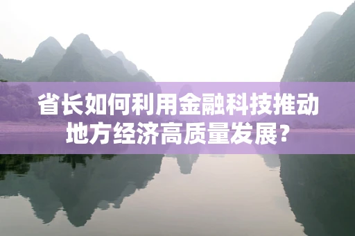 省长如何利用金融科技推动地方经济高质量发展？