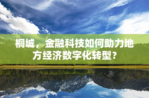 桐城，金融科技如何助力地方经济数字化转型？
