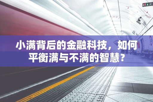 小满背后的金融科技，如何平衡满与不满的智慧？