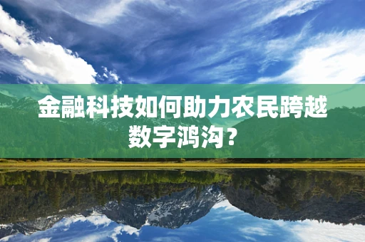金融科技如何助力农民跨越数字鸿沟？