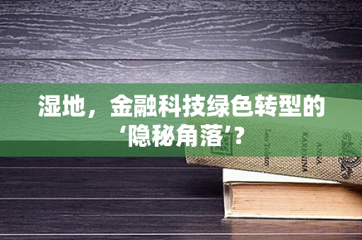 湿地，金融科技绿色转型的‘隐秘角落’？