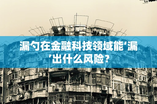 漏勺在金融科技领域能‘漏’出什么风险？