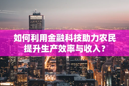 如何利用金融科技助力农民提升生产效率与收入？