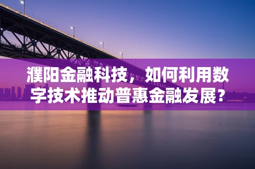 濮阳金融科技，如何利用数字技术推动普惠金融发展？