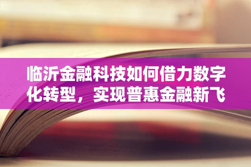 临沂金融科技如何借力数字化转型，实现普惠金融新飞跃？