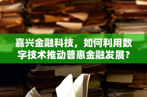 嘉兴金融科技，如何利用数字技术推动普惠金融发展？