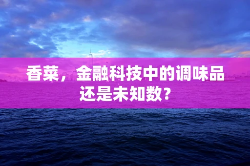 香菜，金融科技中的调味品还是未知数？