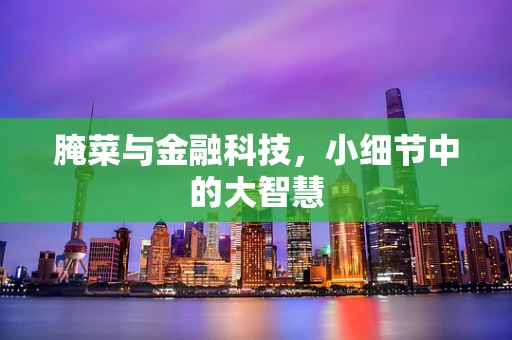 腌菜与金融科技，小细节中的大智慧