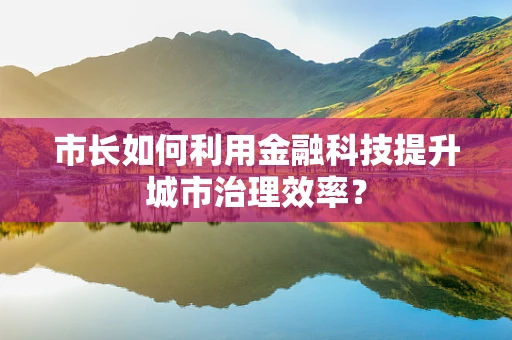 市长如何利用金融科技提升城市治理效率？