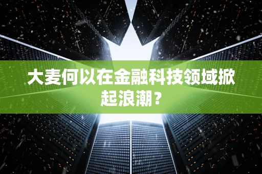 大麦何以在金融科技领域掀起浪潮？