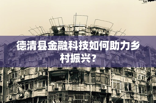 德清县金融科技如何助力乡村振兴？