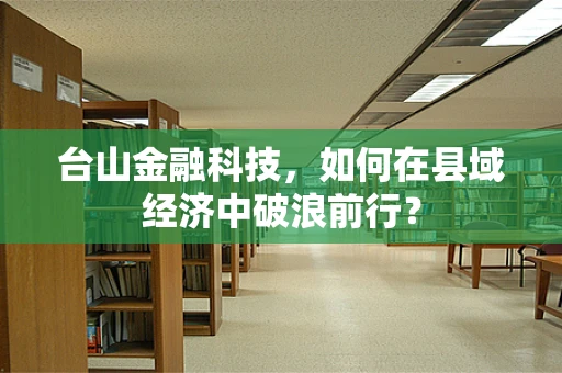 台山金融科技，如何在县域经济中破浪前行？