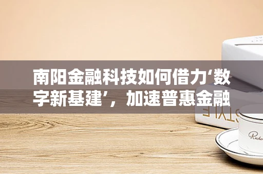 南阳金融科技如何借力‘数字新基建’，加速普惠金融落地？