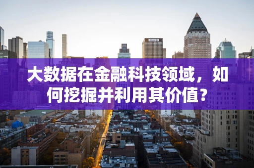 大数据在金融科技领域，如何挖掘并利用其价值？