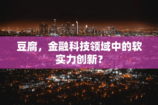 豆腐，金融科技领域中的软实力创新？