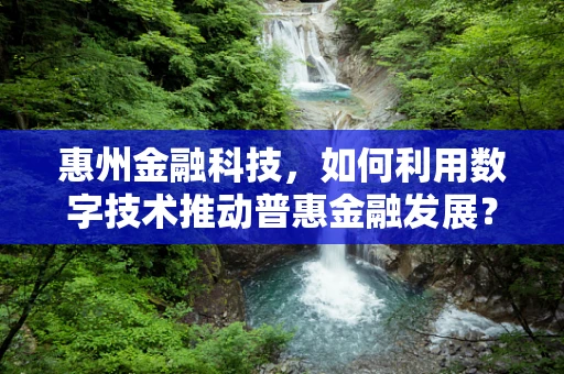 惠州金融科技，如何利用数字技术推动普惠金融发展？