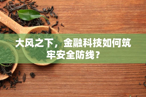 大风之下，金融科技如何筑牢安全防线？