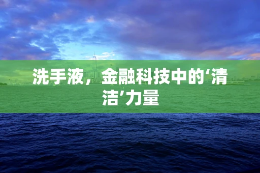 洗手液，金融科技中的‘清洁’力量