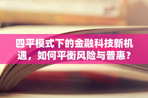 四平模式下的金融科技新机遇，如何平衡风险与普惠？