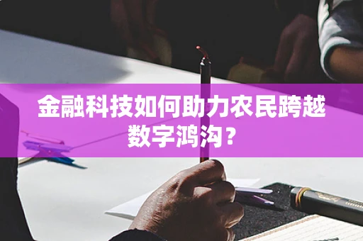 金融科技如何助力农民跨越数字鸿沟？