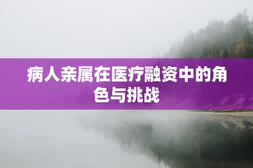 病人亲属在医疗融资中的角色与挑战