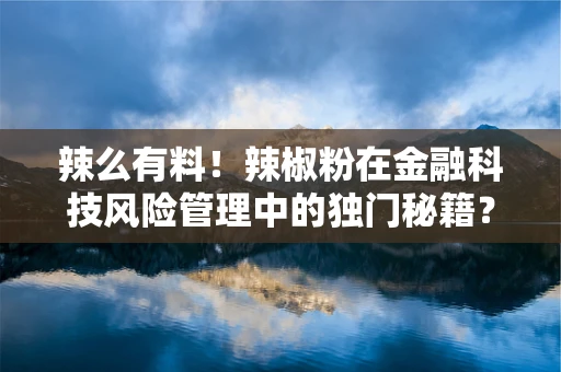 辣么有料！辣椒粉在金融科技风险管理中的独门秘籍？