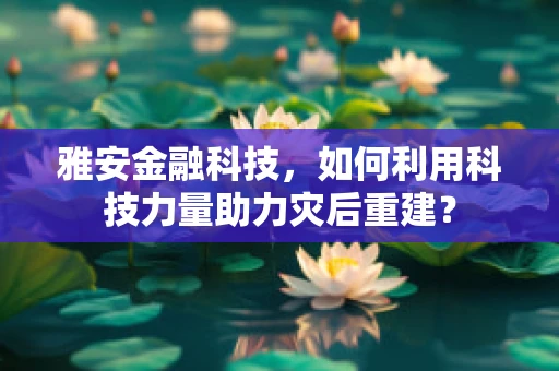 雅安金融科技，如何利用科技力量助力灾后重建？