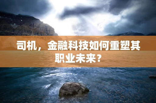司机，金融科技如何重塑其职业未来？